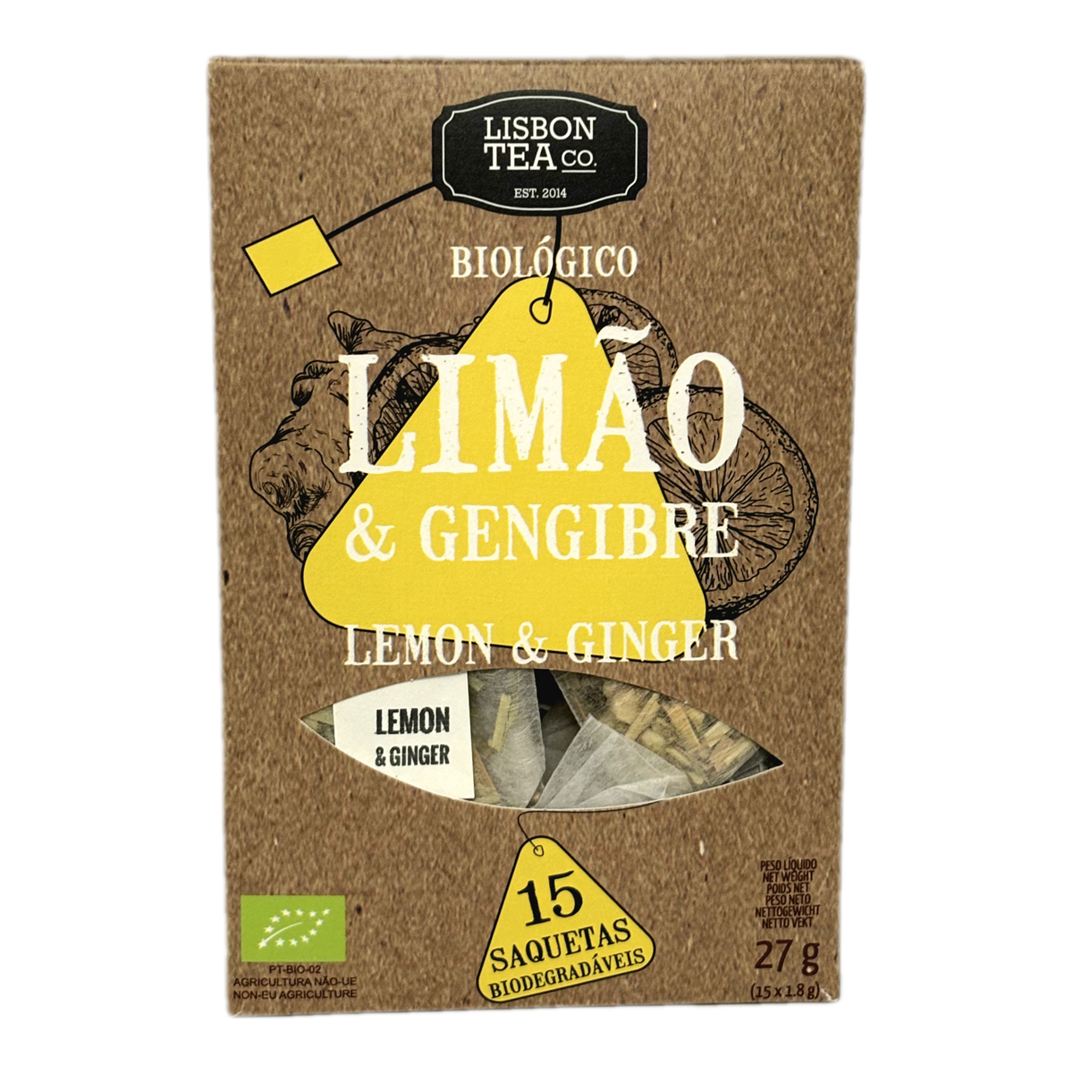 Chá Limão & Gengibre 15 Saquetas Bio Lisbon Tea Co.